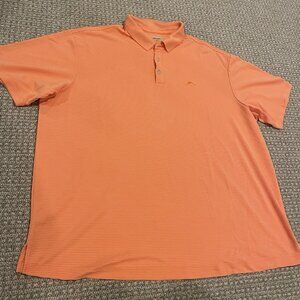 Tommy Bahama Shirt Men's XXL 2X IslandZone Marina Marlin Polo Orange Striped